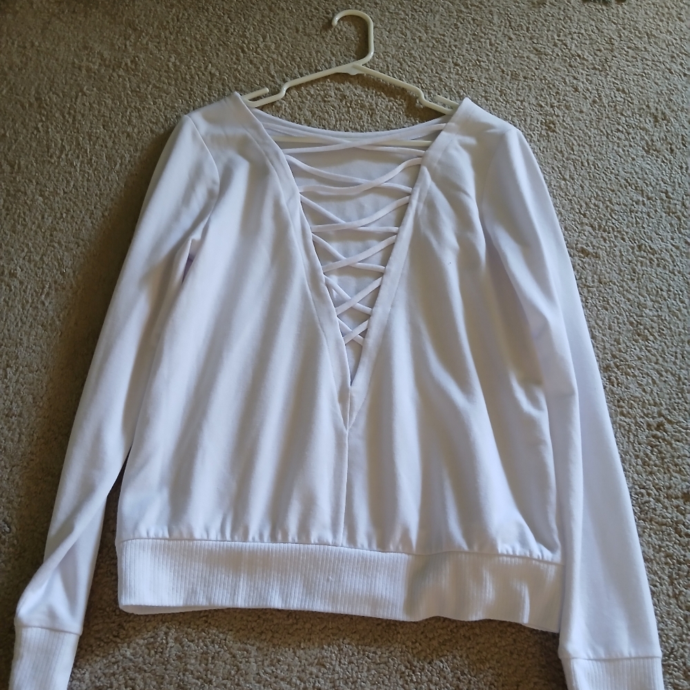 Elegant White Lace-Up Women's Top
